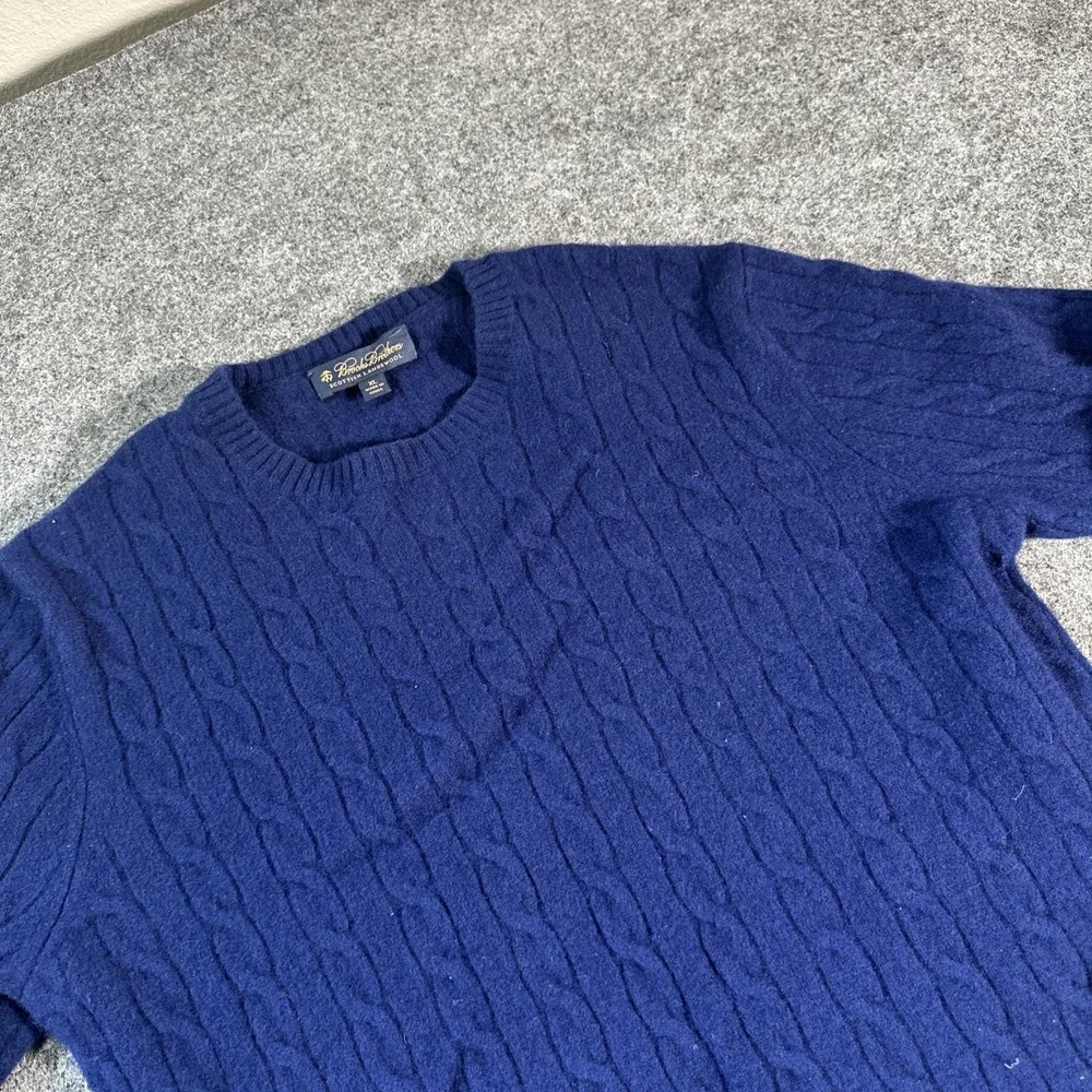 Brooks Brothers 100% Scottish Lambswool Cable Knit Sweater Mens XL Fits Large